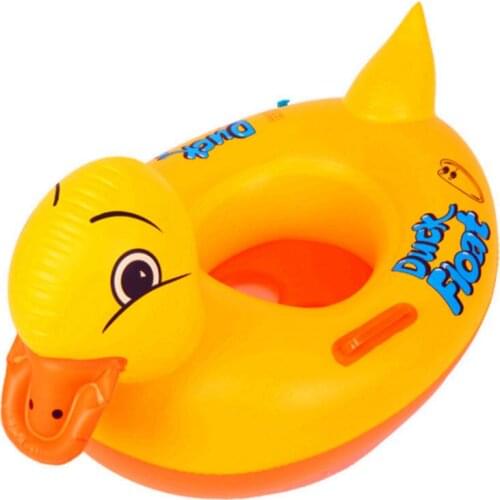 Cartoon Animals Duck Shaped Float Boat Kids Inflatable Swimming Rings Baby Toddler Safety Seat Float Bed Pool Swimming Circles