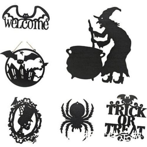 Halloween Hanging Signs Witch Ghost Bat Skull Spider For Kids Halloween Party Indoor Outdoor House Wall Door Hanging Decoration