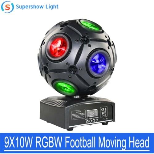 Professional Manufacturer 9x10W RGBW 4in1 Led Football Moving Head Light Led Dj Disco Ball Light Stage Light