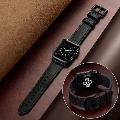 Vintage leather&silicone strap for apple watch band 44mm 40mm 42mm 38mm iwatch apple watch 5/6/4/3/2/SE bracelet accessories