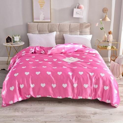Pink Lover Pattern Satin Silk Duvet Cover Luxury Quilt Cover with Zipper Women Men Comforter Blanket Case Twin Queen King Size