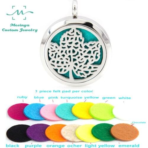 With Chain!10pcs mesinya Maple Leaf Aromatherapy / Essential Oils surgical Stainless Steel Perfume Diffuser Locket Necklace