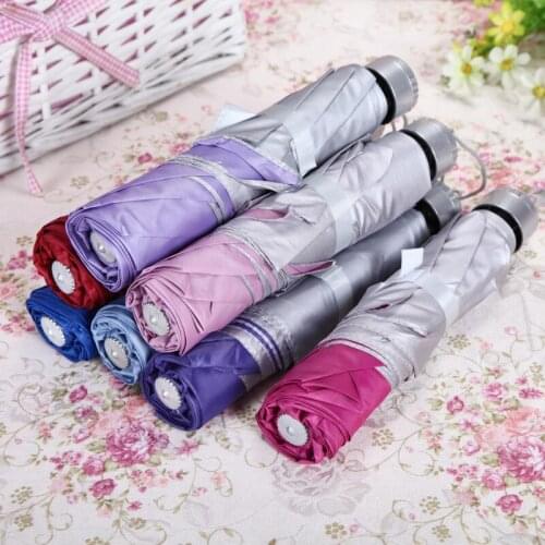 Silver glue Uv protection Fold the sun umbrella wholesale beach umbrella rain women ladies rain umbrella LX8390