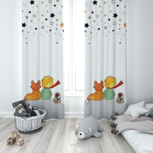 Curtains Children 3D Printed Decorative Items Home Childrens Room Dark Blue 3D Stars Model 284