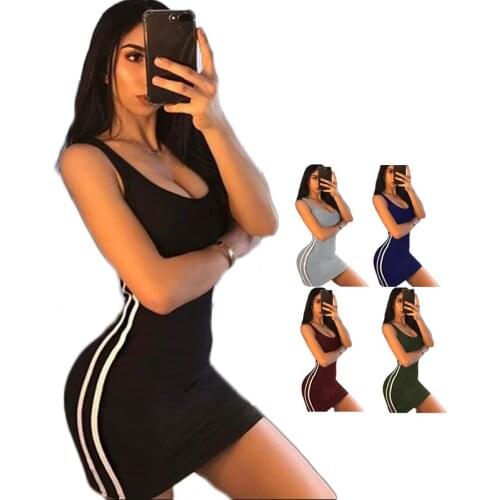 Sport Dress Bandage Bodycon Sleeveless Short Mini Fashion Club Sexy Dresses 2021