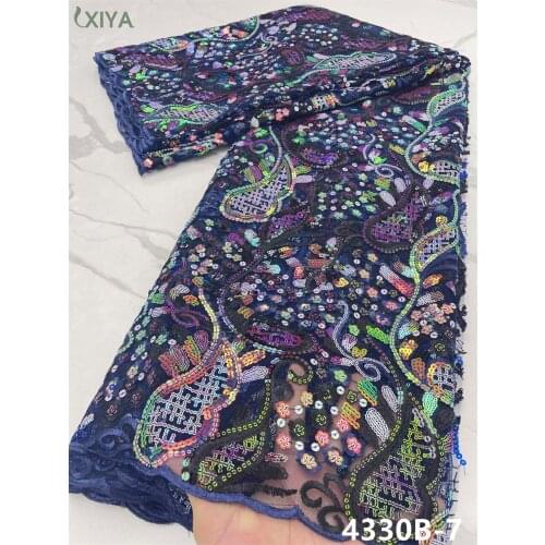 Embroidered African Lace Fabric Nigerian Sequin Lace Fabric High Quality Lace French Mesh Lace Fabric for Women Dress APW4330B