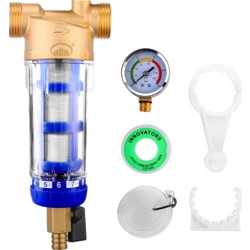 Front Water Purifier with Pressure Gauge To Back Flush The Central Whole House Large Flow Purification Tap Water Faucet Filter