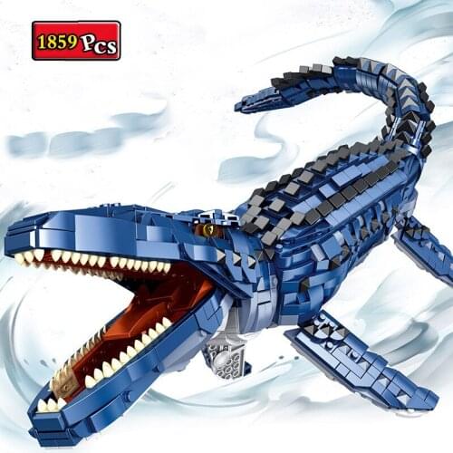 Jurassic Dinosaur Series Cretaceous Ocean Giant Mosasaur Building Blocks Bricks Toys Christmas Gifts