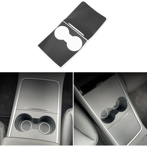 PVC Center Console Wrap-Around Protective Cover Sticker For Tesla Model 3 Y 2021 Interior Accessories Matte Carbon Fiber Texture