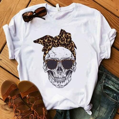 Women T-shirt Clothes Short Sleeve Graphic Female T-shirt Tops New Arrival Harajuku Skull Deer Turban