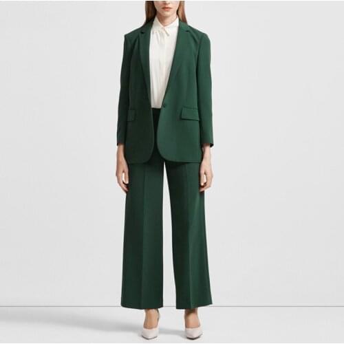 High Quality Womens Office Suit Long Sleeve Blazer Jakcet Wide Leg Pants Two Piece Set Large Size Business Trouser Suits Female