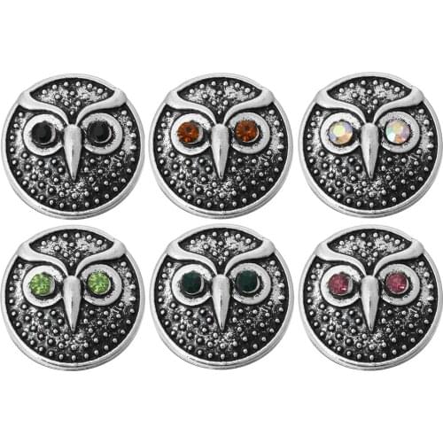 10pcs/lot New Snap Jewelry Vintage Owl 18mm Metal Snap Buttons DIY Accessories Fit for Snap Button Bracelet for Women