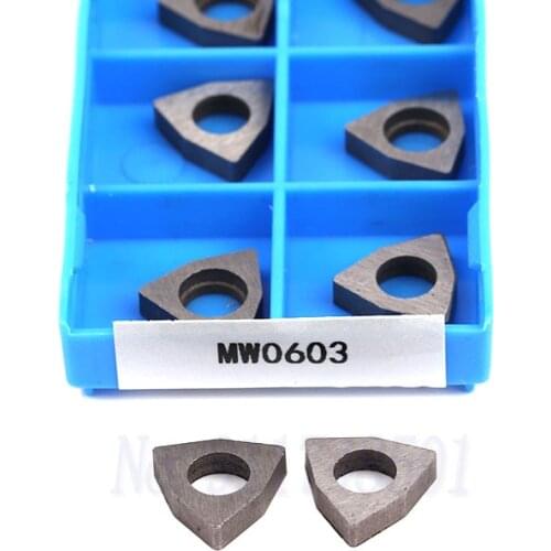 10pcs MW0603 BW0803 MW0804 CNC Lathe Tools, W-Type Peach-Shape Carbide Inserts Shims Turning Tools Holder Accessories Knife Pad