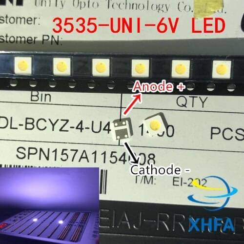200pcs UNI LED backlight LCD TV 3535 3537 LED SMD Lamp bead bead 1W 6V 3535 1.2W Cold white UNI MSL-638DEZW-E26SC