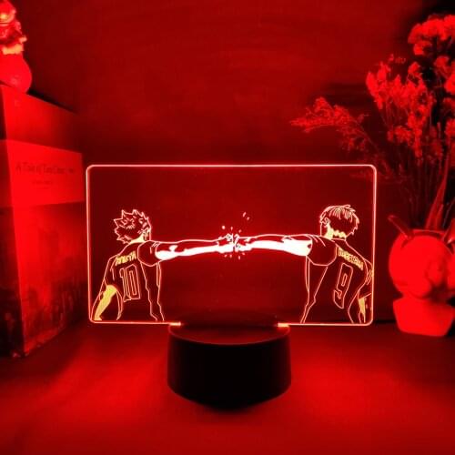 Hinata Shoyo & kageyama tobio 3D Anime Lamp Manga Haikyu LED Sensor Night Light Kids Bedroom Bedside Table Decor Otaku Gift