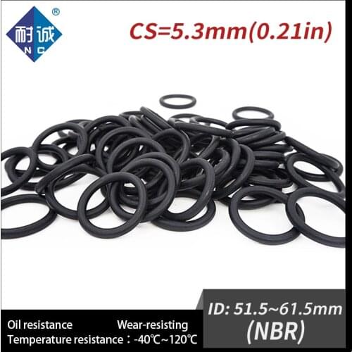 5PCS/lot Rubber Black NBR CS5.3mm ID51.5/53/54.5/56/58/60/61.5mm O Ring Gasket Oil resistant waterproof