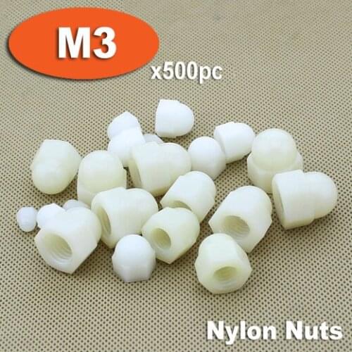 500pcs DIN1587 M3 White Plastic Nylon Hex Hexagon ACORN Domed Cap Nuts