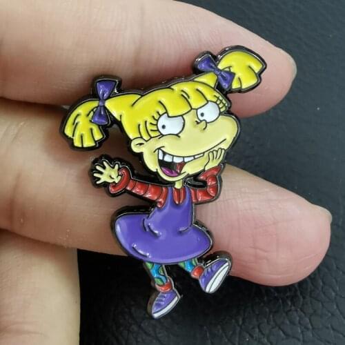 Angelica Pickles Cartoon Anime Brooch Pins Enamel Metal Badges Lapel Pin Brooches Jackets Jeans Fashion Jewelry Accessories