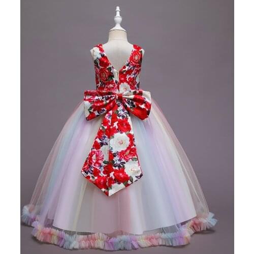 5-7-9-11 Years Girls Ball Gown Dress for Piano Performance Formal Children Clothes Teenagers Girls Long Princess Dress for Party