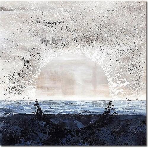 Large Size Gray Design Texture Oil Painting Sunset Scenery Canvas Wall Decor Home Showpieces Art 1 Pieces Artwork Free Shipping