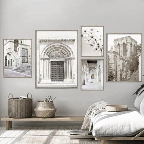 Church Architecture Wall Art Canvas Painting Islamic Poster Muslim Print Flower Posters Nordic Wall Pictures Living Room Decor