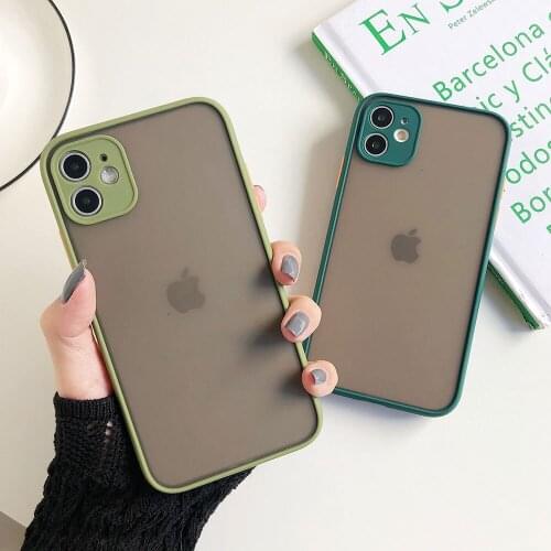 Transparent Matte Phone Case For iPhone 12 Mini 11 Pro Max SE X XR XS Max 7 8 Plus Silicone Shockproof Hard PC Back Cover