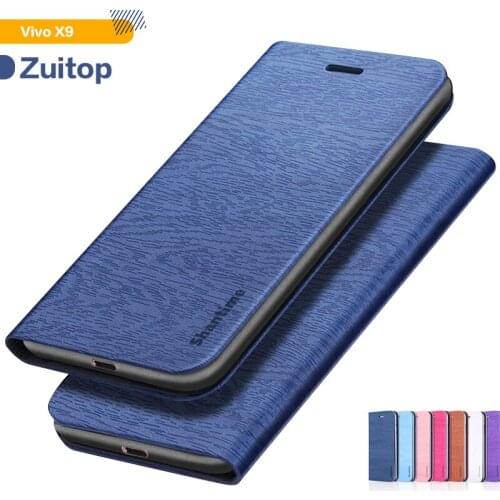 Wood grain PU Leather Phone Case For Vivo X9 Flip Book Case For Vivo X9S Business Wallet Case Soft Silicone Back Cover