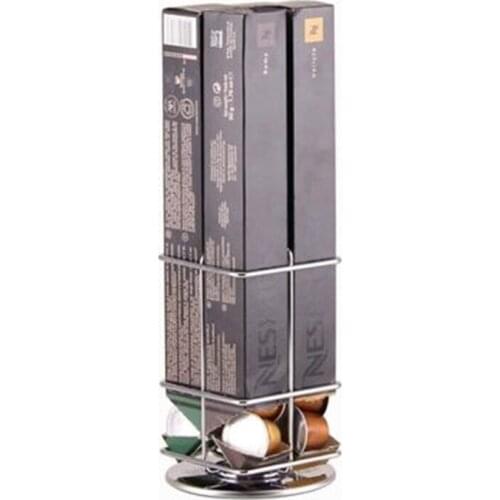 Nespresso Pod Holder Rotatable Display Storage Capsule Carton Metal Stand Rack Plating Stainless Rotate Coffee Rack