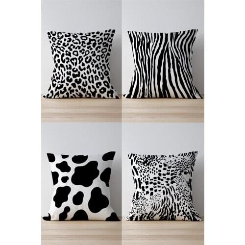 Double Side Printed Animal Patterned 4'Lü Suede Pillow Decorate Case Good Quality Stylish Home Garden Room Kitchen Gift Convenient Decorative Modern