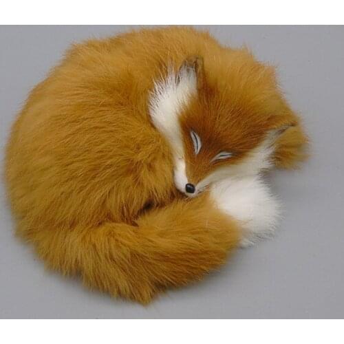 Simulation fox polyethylene&fur yellow lying fox about 14x13x5cm model prop handicraft home decoration gift b1720