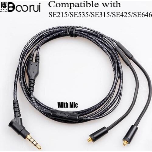 Boorui Upgrade Gold Plated MMCX Cable Detachable video Cable with mic for SE215 SE315 SE425 SE535 SE846 UE900 bass earphones