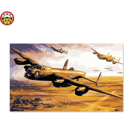 Diy oil painting by numbers World War II fighter jet color fill handmade gift decoration military aircraft military fan old bat