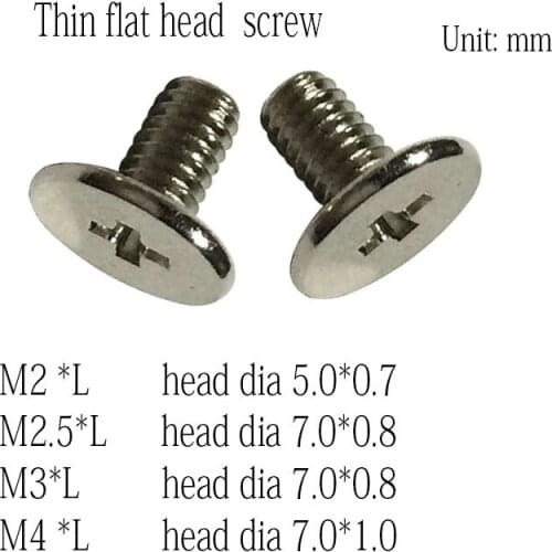 M2 M2.5 M3 M4 Large Head dia 5.0 / 7.0mm screw thin flat head CM screw toy furniture fastener parts
