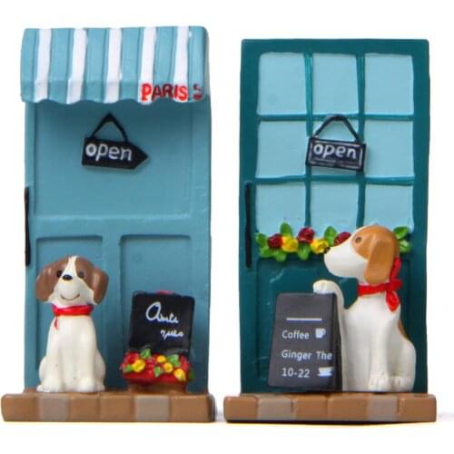 Retro Style Mini Dog Model Advertising Board Shop Door Figurine Micro Landscape Ornament Craft Decoration