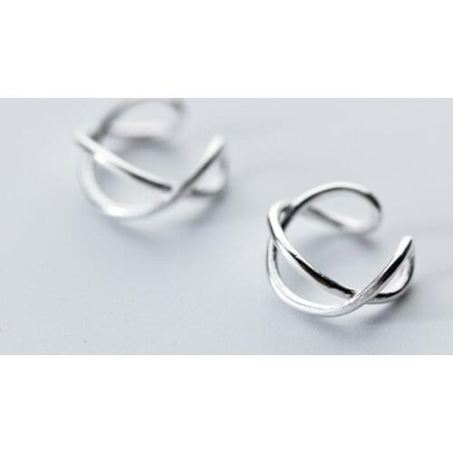 MloveAcc 100% 925 Sterling Silver Hollow Twist Ear Cuff Clip on Earrings for Women Girl without Piercing Earings Jewelry