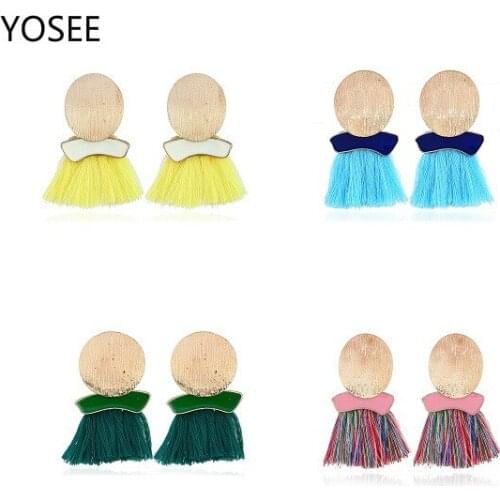 Fashionable Sweet Frosted Large Round Short tasseled Earrings