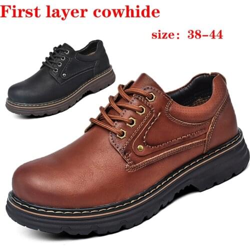 Mens high-end leather Martin shoes, fashionable outdoor casual tooling shoes, four seasons mens motorcycle shoes