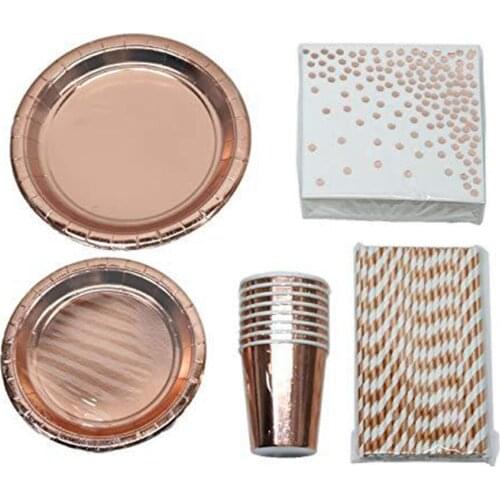 New Disposable Tableware Sets Party Cup Plates Napkin Straw Party Tableware for Wedding Decor Birthday Party Supplies