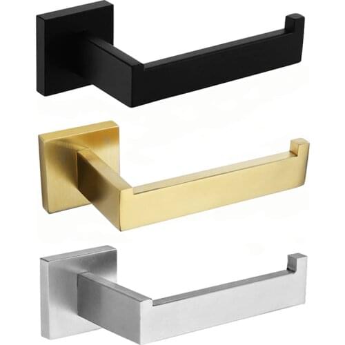 304 Stainless Steel Square Toilet Paper Holder Bathroom accessories Mirror Chrome Polished & Black & Brushed 3 Styles