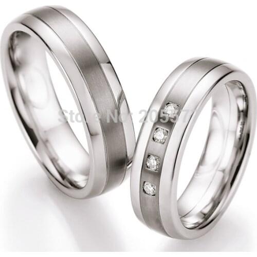 Unusual & unique technique handmade Titanium inlay stainless steel wedding bands couples rings pair sets his and hers rings