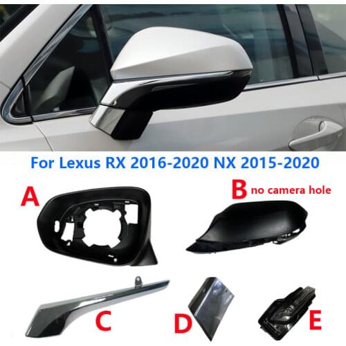 For Lexus RX 2016-2020 NX 2015-2020 Car Rearview Mirror Lower Cover Cap Lid Wing Door Side Mirror Frame Light Lamp Chrome Tirm