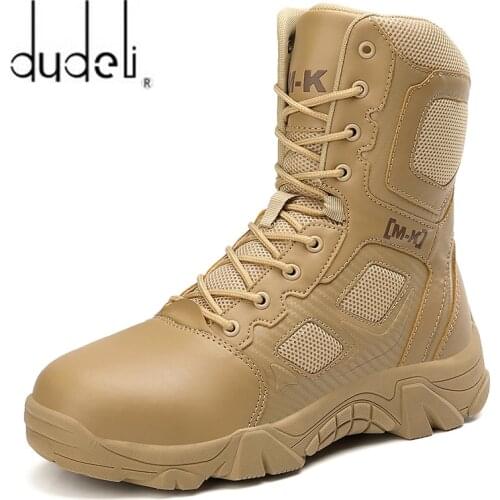 New Work Security Steel Toe Mens Boots Anti-smashing Combat Ankle Boot Military Tactical Desert Boot Army Work Mens Shoes 47