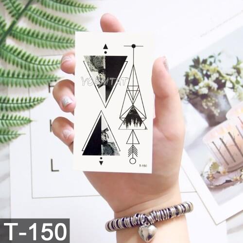 Translated Tattoos Fake Tattoo For Men Waterproof Temporary Tattoo Sticker Black Triangle Fashion Body Art Glitter Tattoo Adults
