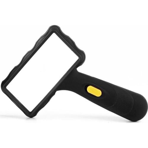 Portable Handheld 10X HD Square Reading Magnifier Optical Glass Lens with LED Light Anti-fall Magnifier Reading Magnifier