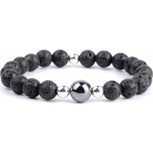 Simple Classic Men Bracelet Natural Lava Stone 2019 Charm Fashion Women Bracelets Jewelry Pulseira Masculina Bijoux Bileklik
