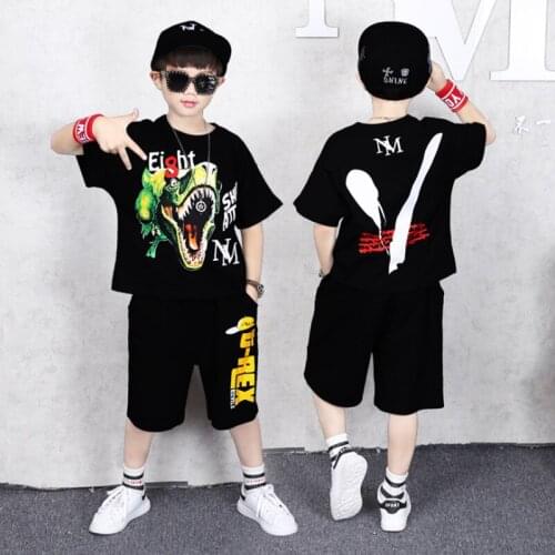 Boys Clothing Sets Cartoon Dinosaur Teenage Kids Boys Suit For 4 6 8 10 12 14 16 Years Children Short Sleeve Shirt Shorts Set