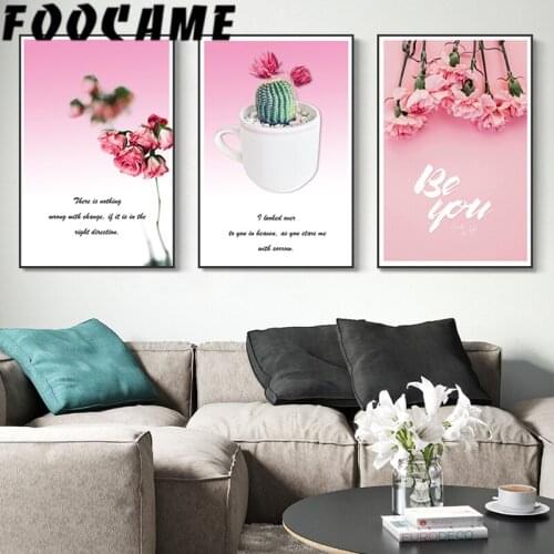 Nordic Minimalism Pink Flower Rose Carnation Canvas Painting Modern Decoration Wall Posters and Prints Art Picture Living Room