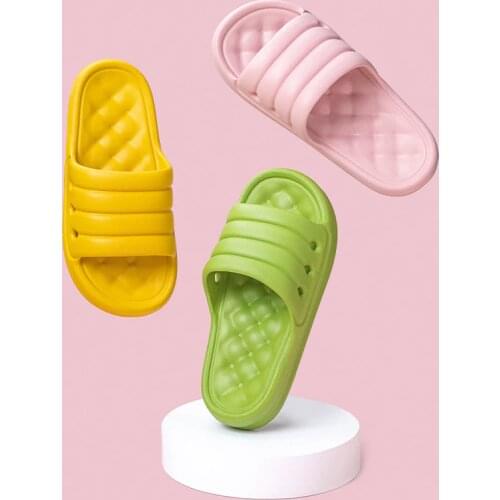 Cute Candy Color Household Slippers 3.5 cm Platform Thick Bottom Soft Non-Slip Slides Massage Soles Men Women Bathing Shoes