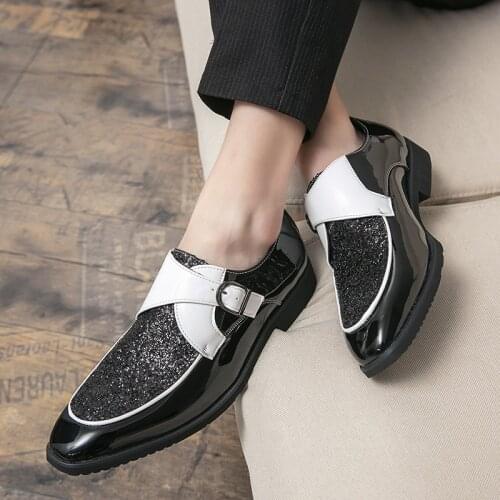 ALCUBIEREE Flats Leather Casual Men Shoes For Man 2021 Oxford Wedding Dress Party Male Glitter Formal Footwear Size 38-48