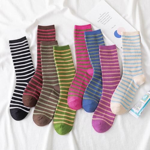 High Quality Striped Womens Socks Fashion College Style Harajuku Streetwear Long Socks for Woman Japan Style Kawaii Cute Socks